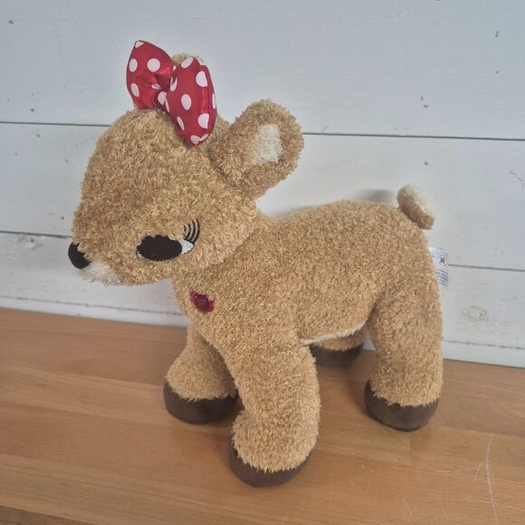 Build-A-Bear Plush Deer With Red Polka Dot Bow & Heart Gem 14" Soft Stuffed Toy - Picture 2 of 8